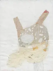 Tone Fink, Schneckenkopf/Schneegänger, 1983, mixed media and collage on paper; framed