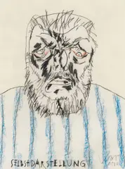 Karl Anton Fleck, Selbstdarstellung, 1980, mixed media on paper; framed