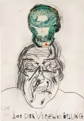 Karl Anton Fleck, Lob der Verzweiflung, mixed media, collage on paper; unframed