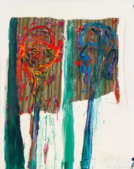 Franz Ringel, Untitled, 1995, oil, acrylic and fabric on canvas; framed