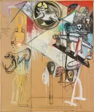 Peter Sengl, Kortirountische Doppeltodzersägung, 1992, mixed media on cardboard; unframed