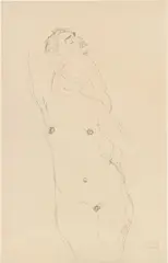 Gustav Klimt, Standing Lovers (study for "Adam and Eva"), 1917, pencil on paper; framed