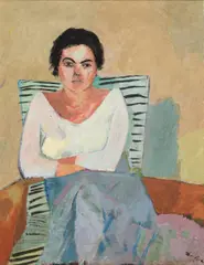 Kurt Absolon, Adele in an armchair, 1957, oil on canvas; framed