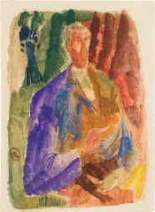 Portrait of the father by Max Weiler, 1950, tempera, pencil on paper; framed, sold Apr 2023
