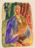 Max Weiler, Portrait of the father, 1950, tempera, pencil on paper; framed