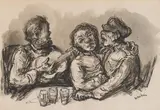 Alfred Kubin, Cheerful society, India ink, washed on paper; framed