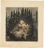 Alfred Kubin, Donauweibchen, India ink, washed, watercolour, "Spritztechnik" on paper; framed
