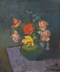 Franz Elsner, Floral still life, oil on panel; framed