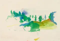 Herbert Boeckl, Landschaft bei St. Kathrein, 1950, watercolour on paper; framed
