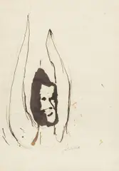 Herbert Boeckl, Seraph" (design for the Apocalypse, north wall of the Angel Chapel in Seckau, 1952), pencil, watercolour on paper; framed