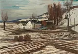 Ernst Huber, Winter in the Mühlviertel, 1931, oil on canvas; framed