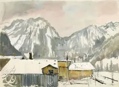 Ernst Huber, Parthenen, 1938, watercolour on paper; framed