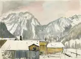 Ernst Huber, Parthenen, 1938, watercolour on paper; framed