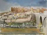 Ernst Huber, Avila, watercolour on paper; framed