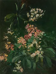 Anton Filkuka, Chestnut blossom, oil on panel; framed