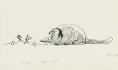 Paul Flora, Politische Karikatur: Katz und Maus, c. 1970-72, India ink on paper; framed