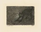 Paul Flora, Schwarze Katze, India ink on paper; framed