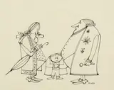 Paul Flora, S. E. Ludwig Graf Cobenzl, geheimer Staatsminister, India ink on paper; framed