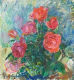 Lisl Engels, Floral still life, 1985, oil on canvas; unframed