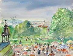 Ernst Huber, Tivoli, 1958, watercolour on paper; framed