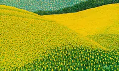 Peter A. Etzer, Yellow field meadows, oil on canvas; framed