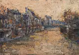 Hans Andreas, Riverbank, 1979, oil on hardboard; framed