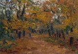 Hans Andreas, Autumn landscape, oil on hardboard; framed
