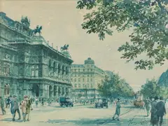 Paul Kaspar, Vienna State Opera, 1927, watercolour on paper; framed