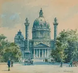 Paul Kaspar, Karlskirche, 1927, watercolour on paper; framed
