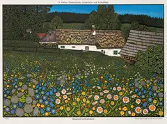 Carl Krenek, Bauernhof im Waldviertel, colour lithography on paper; unframed