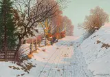 Fritz Müller-Landeck, Snowy path, oil on canvas