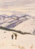Friedrich König, Winter landscape before Christmas, watercolour on paper; unframed