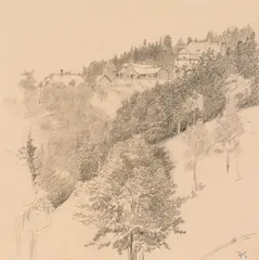 Friedrich König, Mixed lot: Five landscape depictions, pencil on paper; unframed