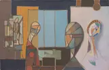 probably Vlastimil Fiala, Figures, 1946, oil on canvas; framed