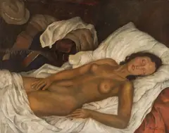 Lying nude by Ladislaus Barta, 1930, oil on canvas; unframed, sold Apr 2023