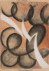 Friederike Nechansky-Stotz, Gewitter, mixed media on paper; framed