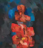 Mario Decleva, Rote Figur, 1967, oil on canvas; framed