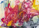 Eva Kaiser, Am Schauplatz, 2020, mixed media on canvas; framed