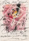Rosa Engerl by Hans Staudacher, 1989, mixed media on paper; framed, sold Apr 2023