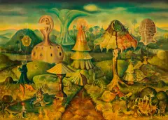 Großes Märchen by Karl Hodina, oil on panel; framed, sold Apr 2023