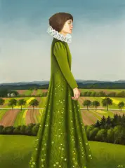 Josef Bramer, Vroni im Sommerkleid, 1989, oil on canvas; framed