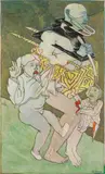 Peter Sengl, Auch ein St. Sebastian, 1975, mixed media on hardboard; framed