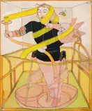 Peter Sengl, Engel des Federviehs, 1972, mixed media on hardboard; framed