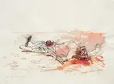 Alfred Hrdlicka, The Death of Pasolini, 1983, mixed media on paper; framed