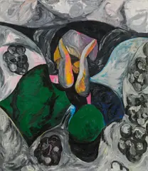 Untitled by Hubert Schmalix, 1983, oil on canvas; framed, sold Apr 2023