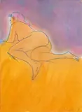 Hubert Schmalix, Lying nude from behind, 2002, watercolour on paper; framed