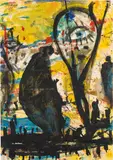 Gunter Damisch, Köpflerdramenwort, 1997, mixed media on paper; unframed