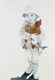 Ramona Schnekenburger, Girl with chicken, oil on canvas