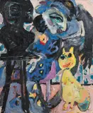 Saša Makarová, Heilige Familie, 1997, oil on canvas; framed