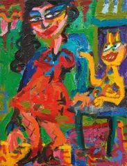 Meine liebste Flaffy ist die beste by Saša Makarová, 2001, oil on canvas; framed, sold Apr 2023